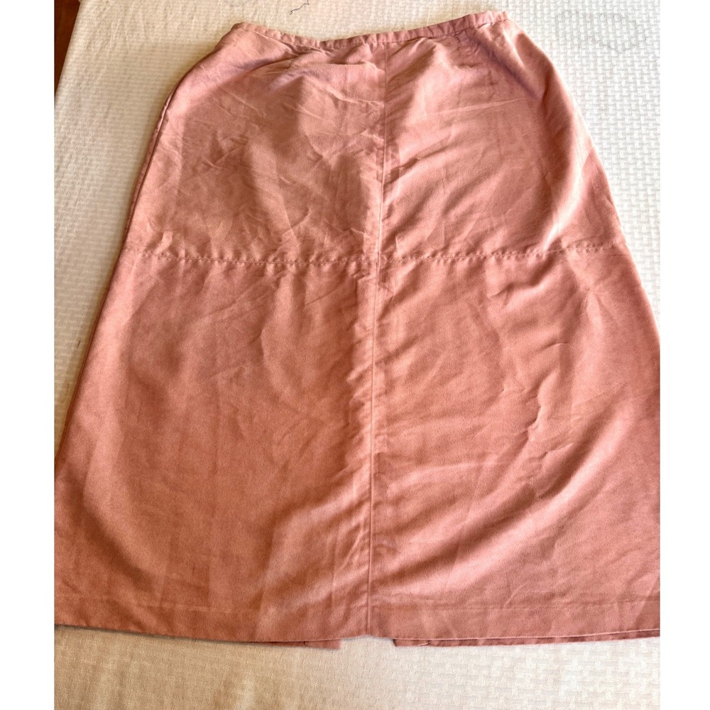 Norton McNaughton Woman Vintage Pink Faux Suede Midi Skirt Plus Size 22W Slit